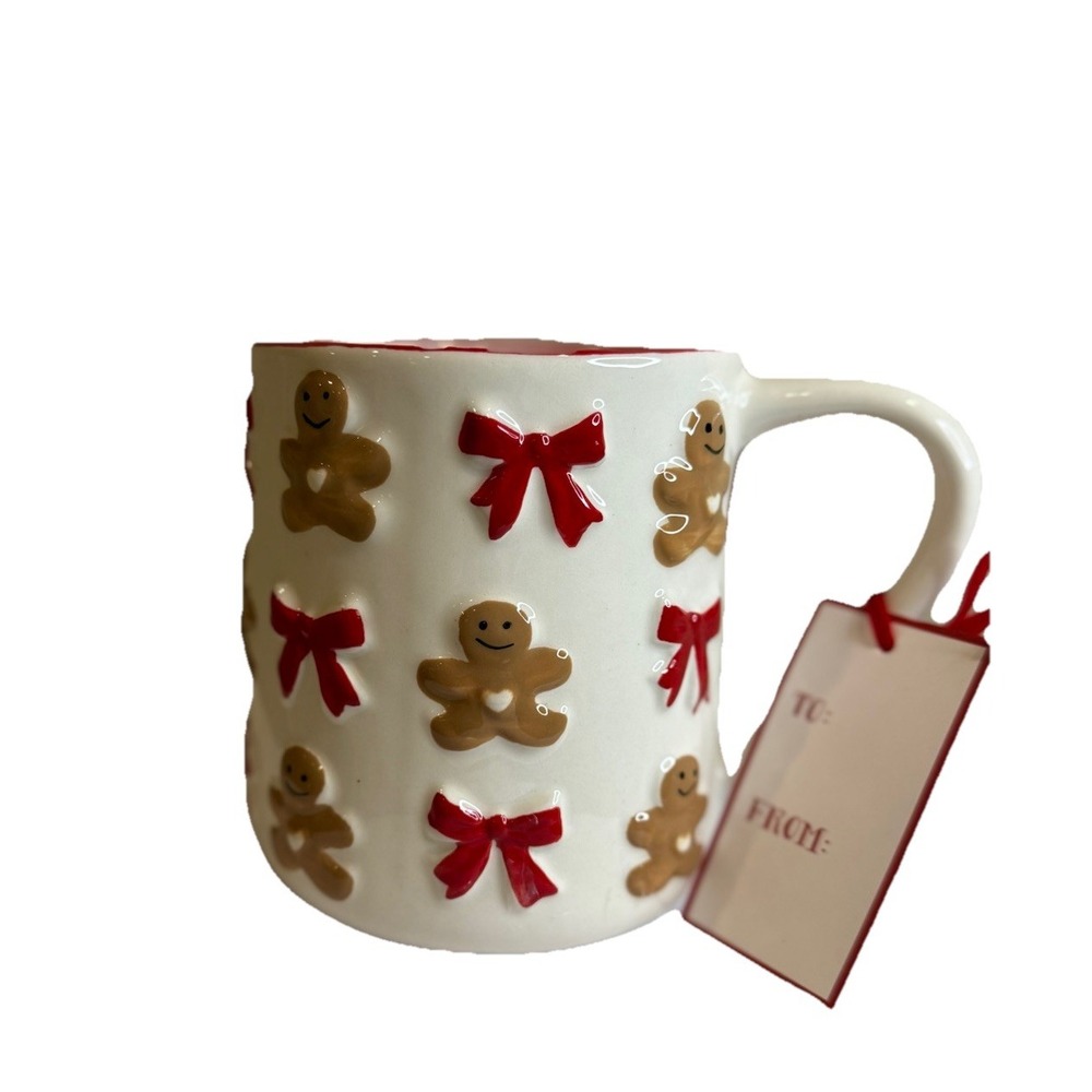NEW‎ Peppermint & Pine Gingerbread Man & Red Bows Mug